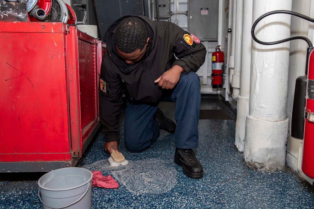 Sailors conduct cleaning stations