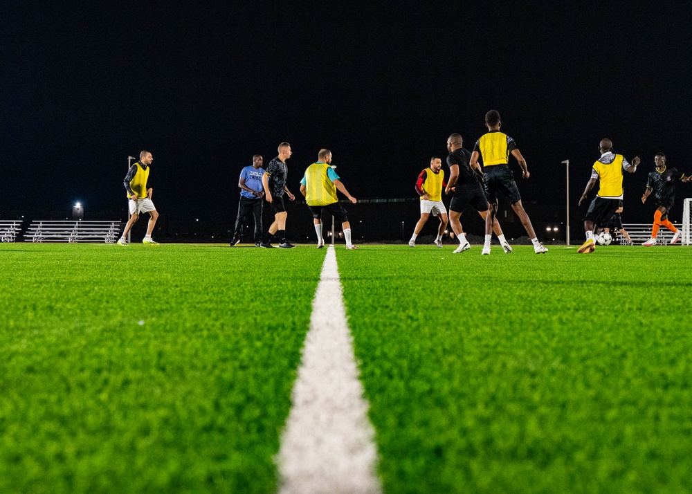 U.S. service members win intramural soccer championship game