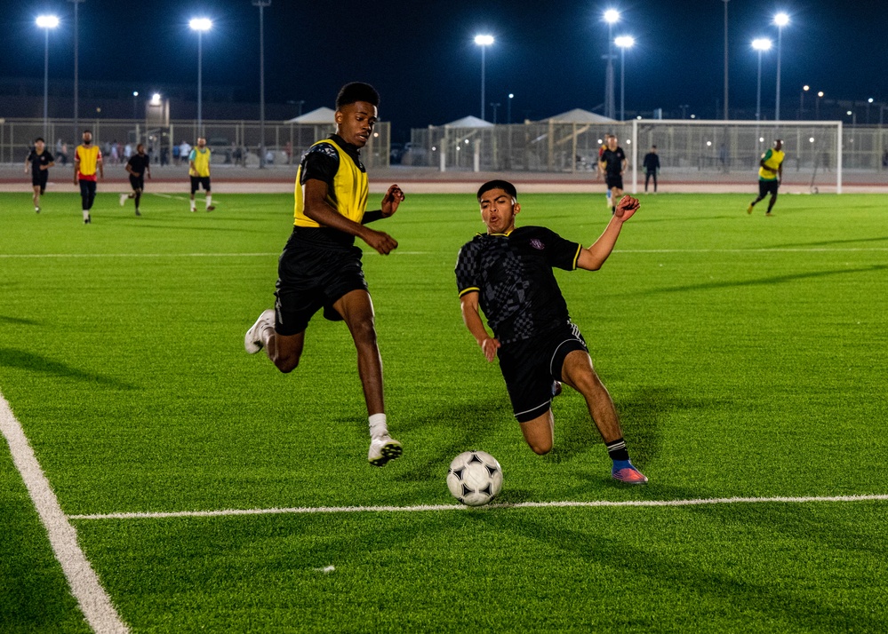 U.S. service members win intramural soccer championship game