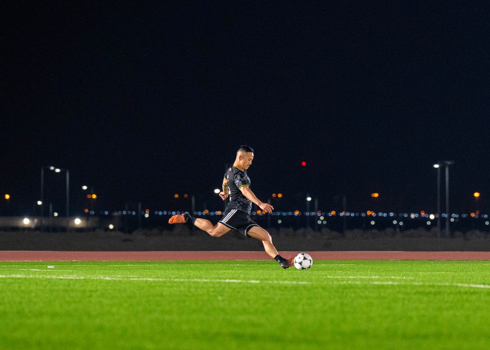 U.S. service members win intramural soccer championship game