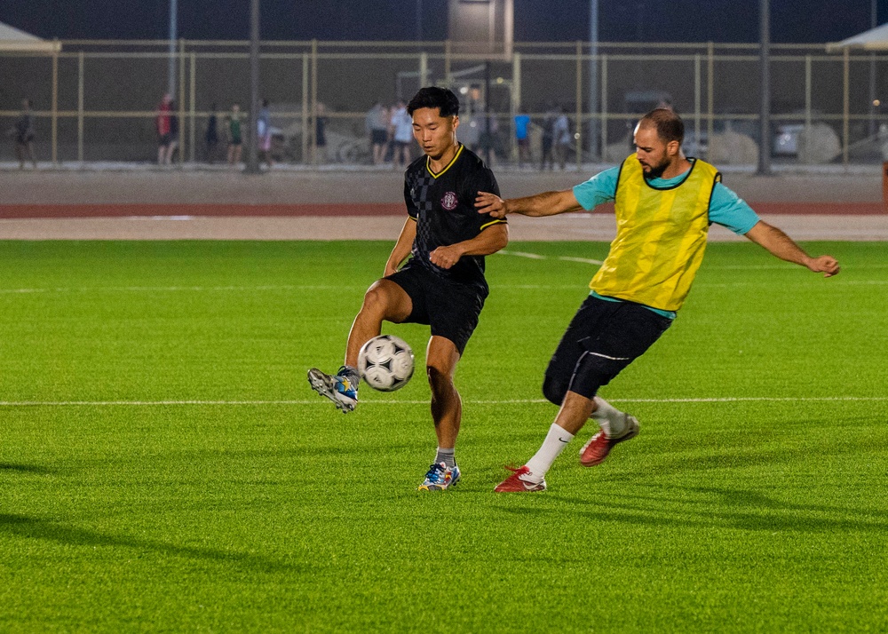 U.S. service members win intramural soccer championship game