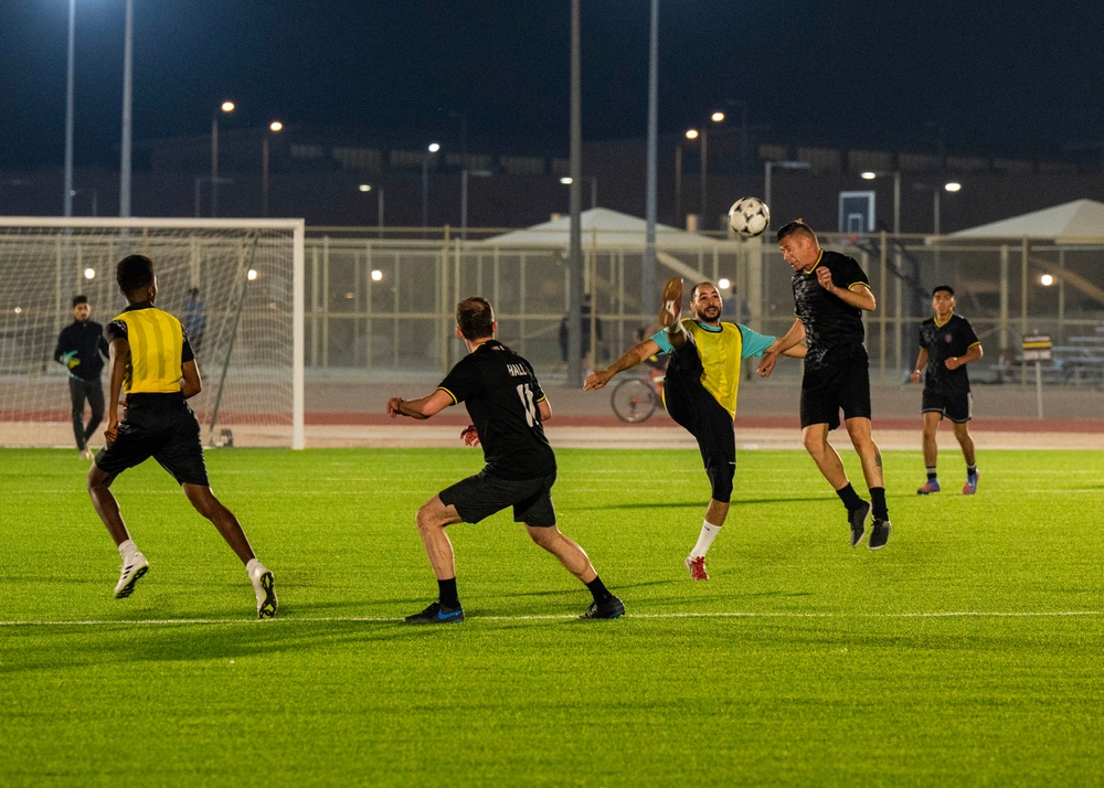 U.S. service members win intramural soccer championship game