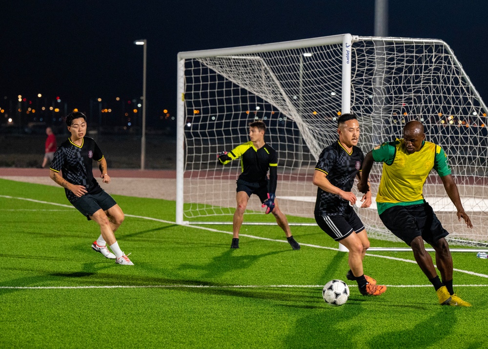 U.S. service members win intramural soccer championship game