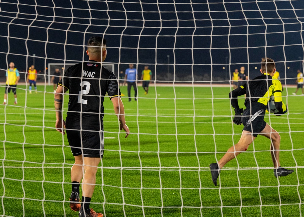 U.S. service members win intramural soccer championship game