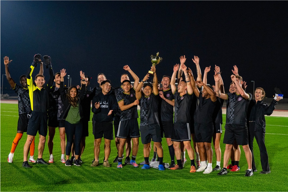 U.S. service members win intramural soccer championship game