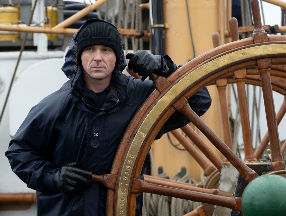 Coast Guard officer candidate stands watch aboard CGC Barque Eagle