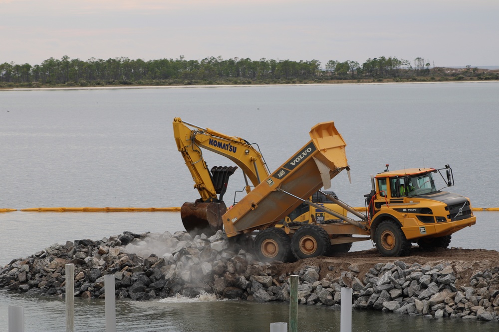 The construction of the new marina at Tyndall Air Force Base, Florida is rocks toward a new milestone