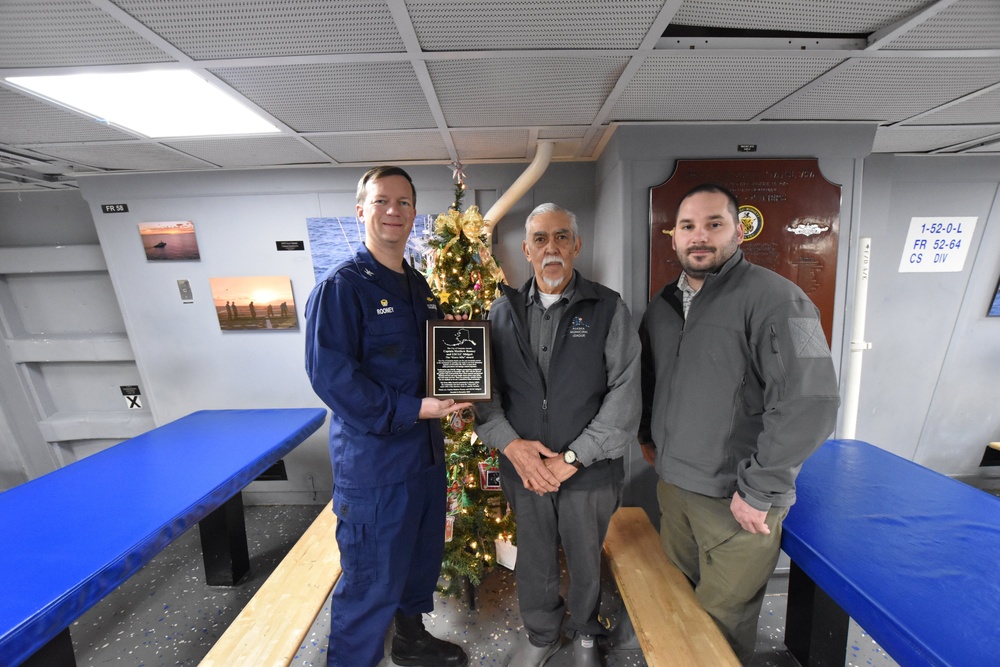 Coast Guard Cutter Midgett crew with Mayor of Unalaska