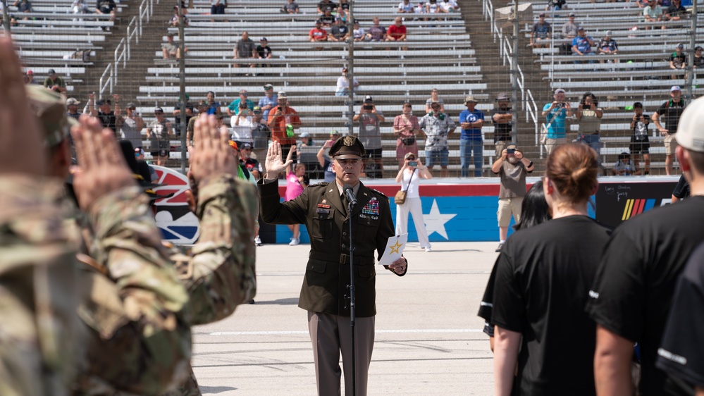 Fifty Soldiers take oath at NASCAR
