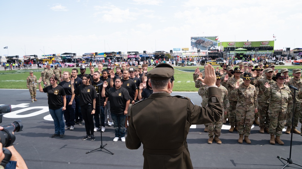 50 Soldiers take oath at NASCAR