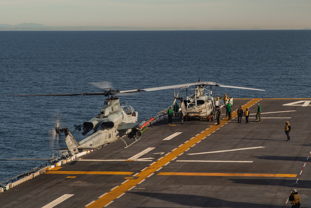 VMFA-225, VMM-165 Launch from USS Boxer for Expeditionary Strike