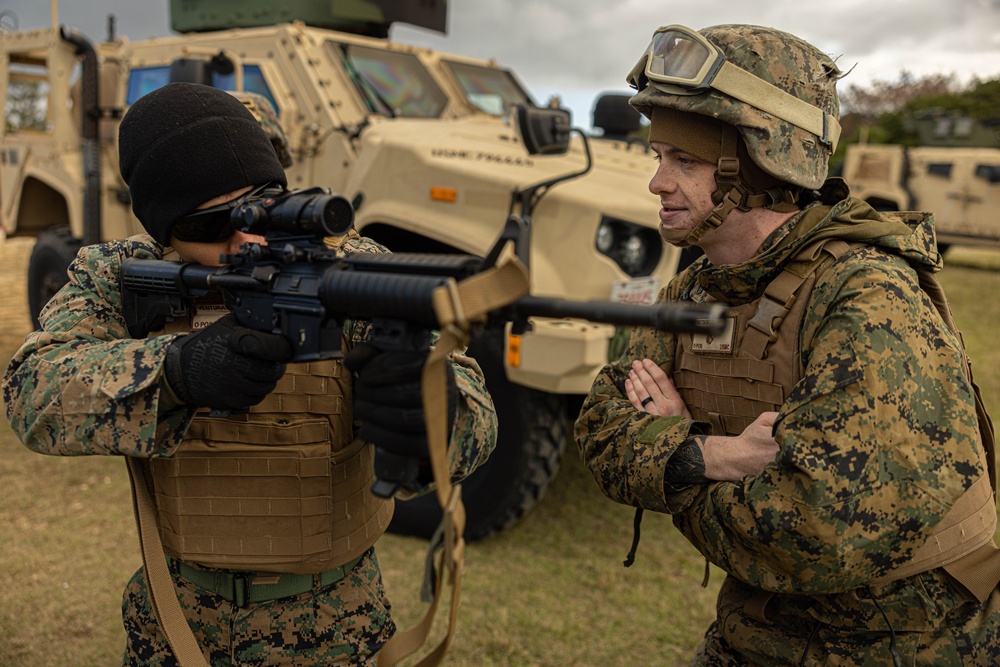 U.S. Marines with 3rd Maintenance Battalion conduct a .50 Caliber Machine Gun Range