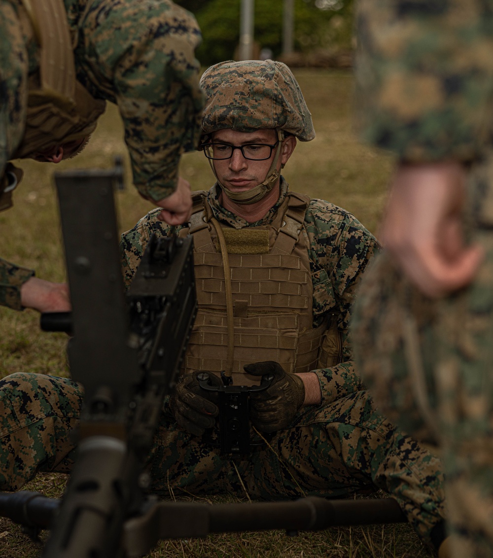 U.S. Marines with 3rd Maintenance Battalion conduct a .50 Caliber Machine Gun Range