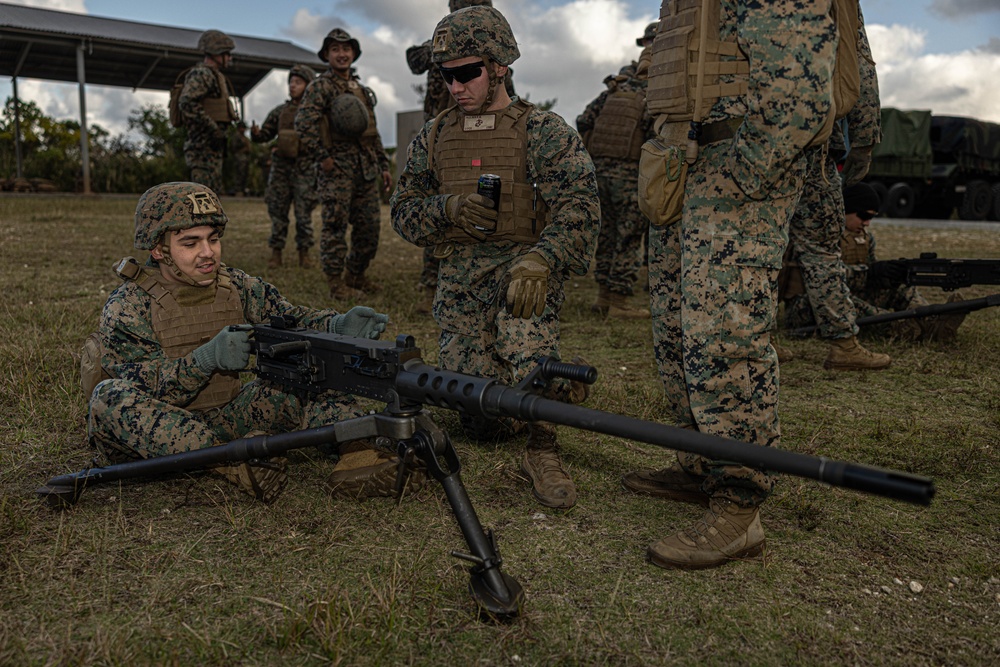 U.S. Marines with 3rd Maintenance Battalion conduct a .50 Caliber Machine Gun Range