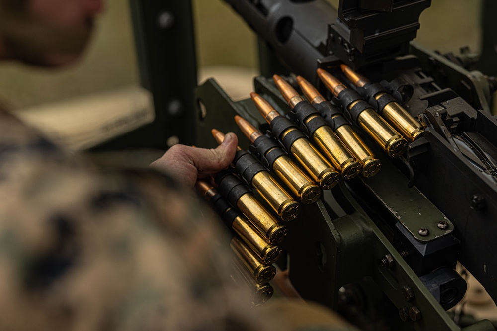 U.S. Marines with 3rd Maintenance Battalion conduct a .50 Caliber Machine Gun Range