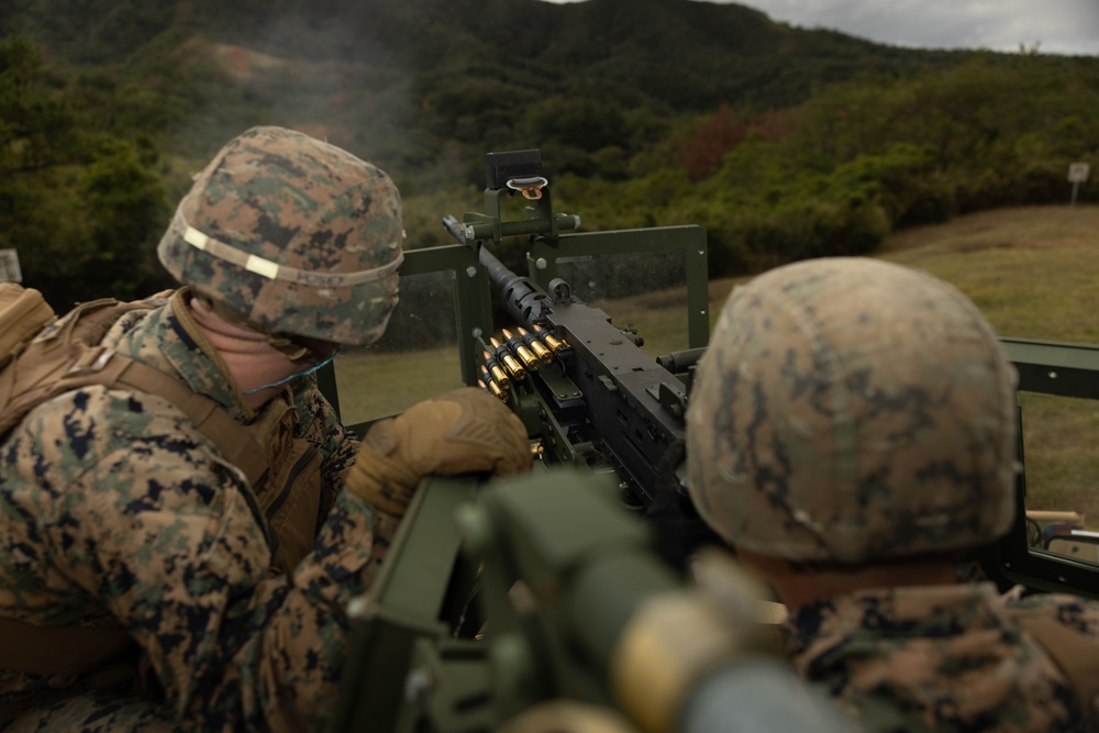 U.S. Marines with 3rd Maintenance Battalion conduct a .50 Caliber Machine Gun Range