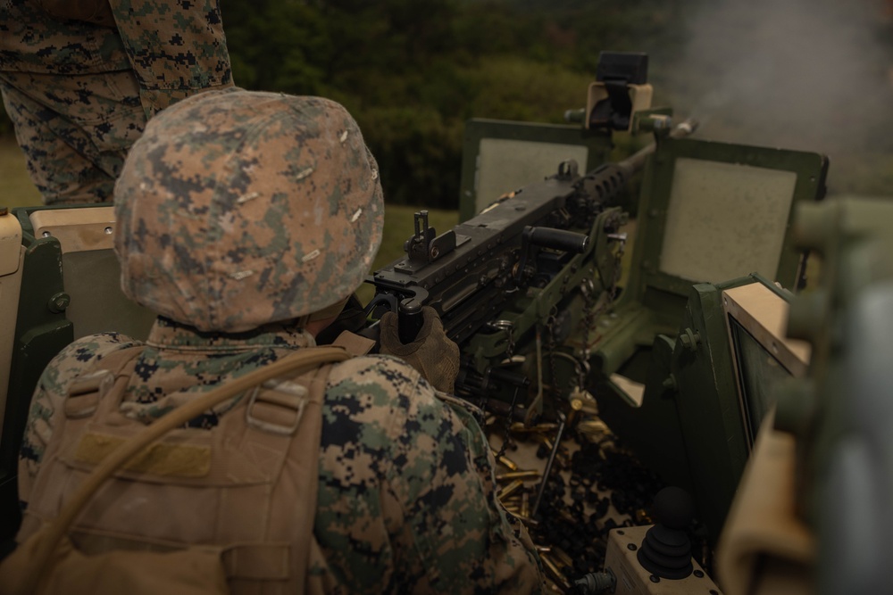 U.S. Marines with 3rd Maintenance Battalion conduct a .50 Caliber Machine Gun Range