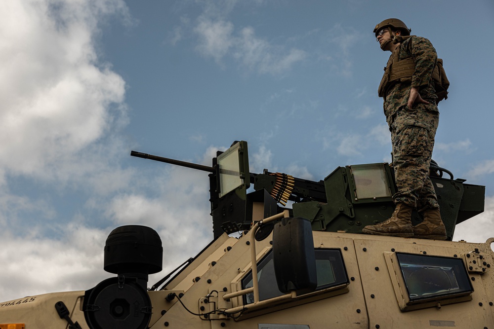 U.S. Marines with 3rd Maintenance Battalion conduct a .50 Caliber Machine Gun Range