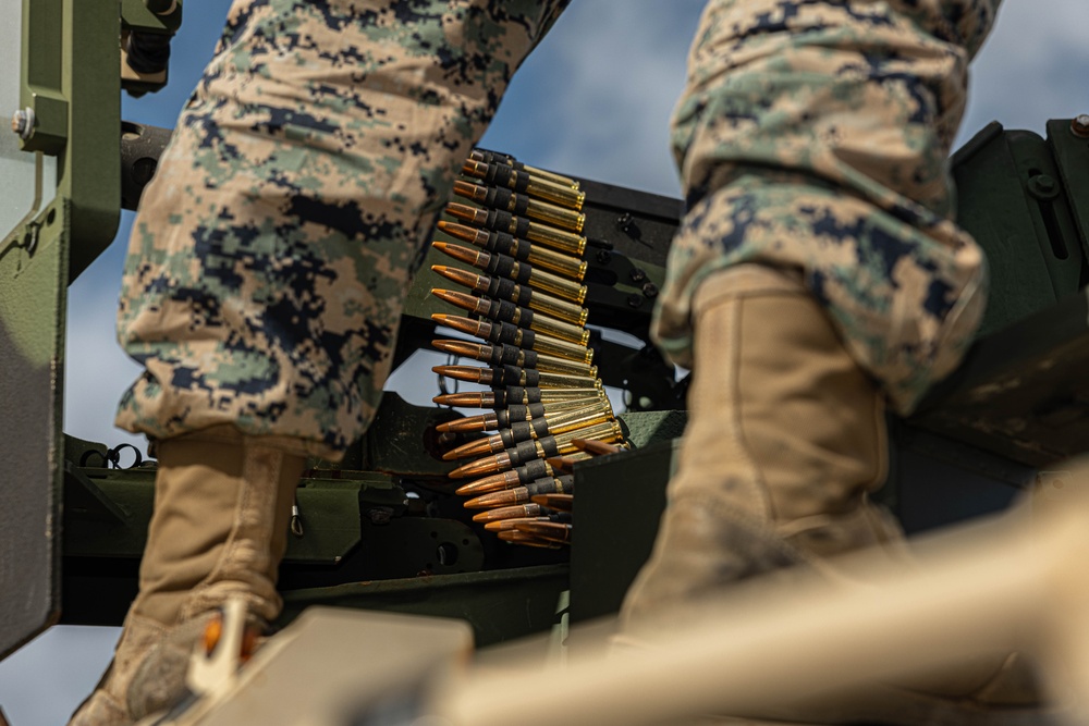 U.S. Marines with 3rd Maintenance Battalion conduct a .50 Caliber Machine Gun Range