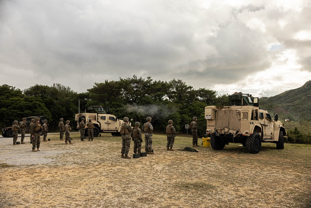 U.S. Marines with 3rd Maintenance Battalion conduct a .50 Caliber Machine Gun Range