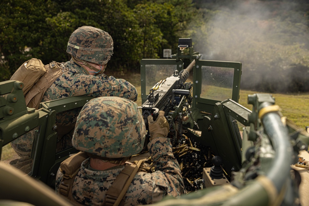 U.S. Marines with 3rd Maintenance Battalion conduct a .50 Caliber Machine Gun Range