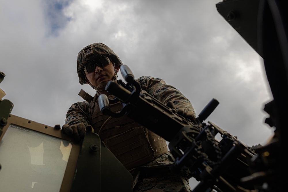 U.S. Marines with 3rd Maintenance Battalion conduct a .50 Caliber Machine Gun Range