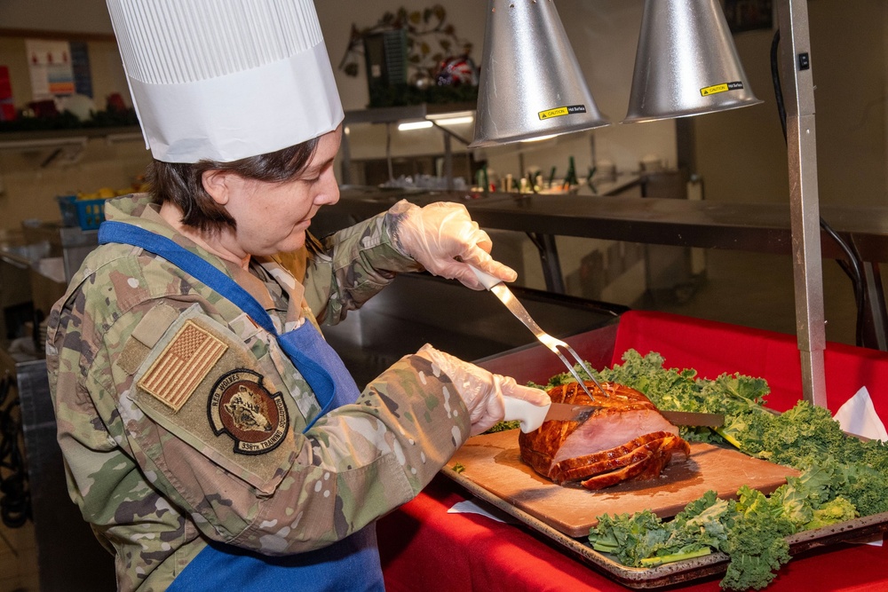Team Keesler serves Christmas lunch