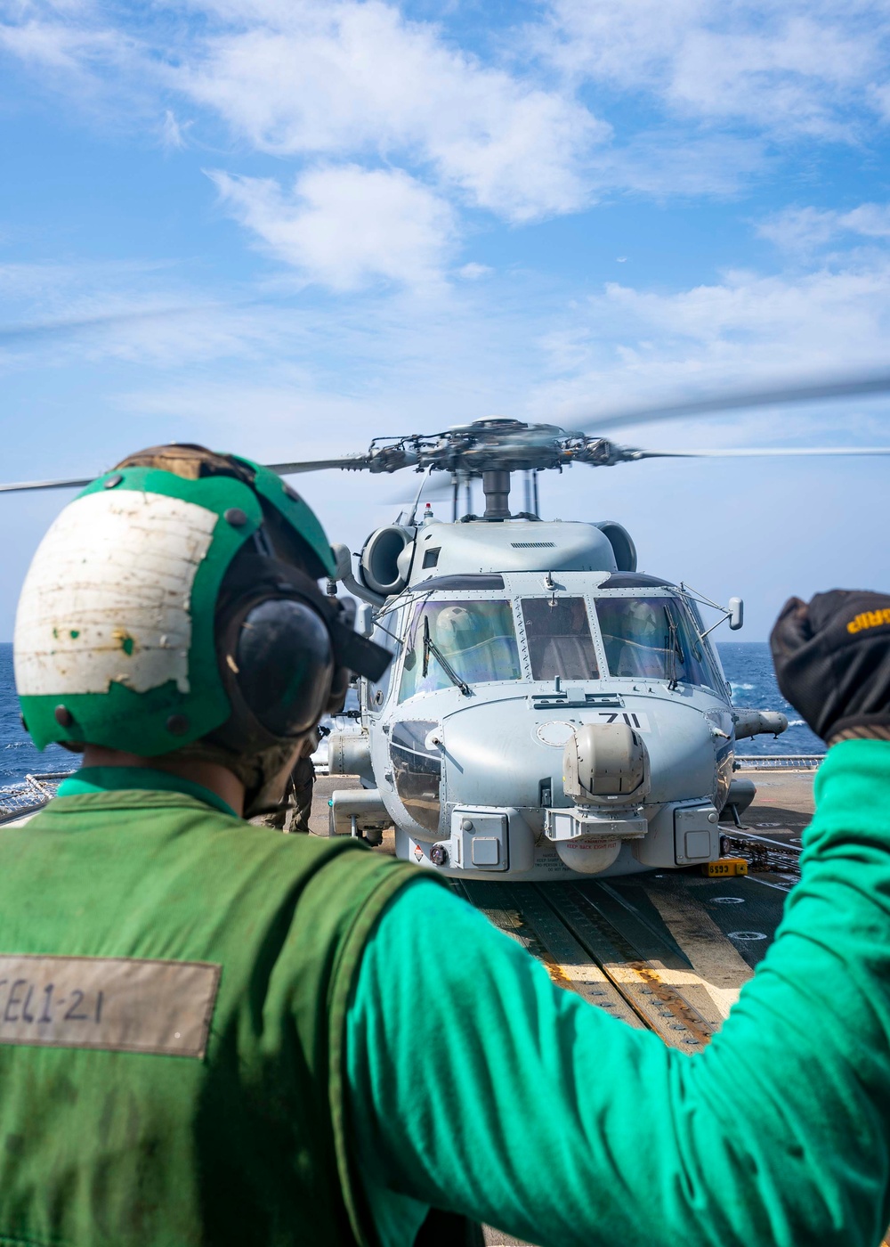 Sailors Aboard USS Princeton (CG 59) Conduct Flight Operations