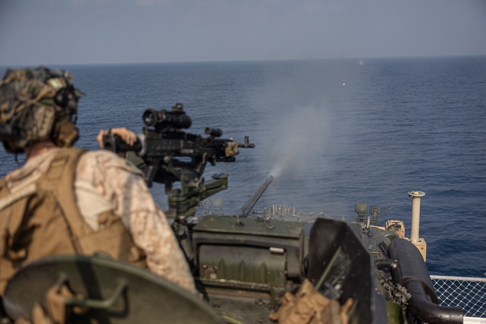 26th MEU(SOC) Conducts Light Armored Vehicle Range Aboard USS Bataan