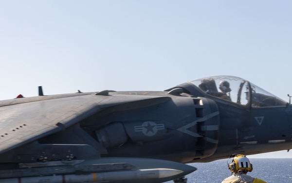 26th MEU(SOC) Harriers Conduct Flight Ops within 5th Fleet AO