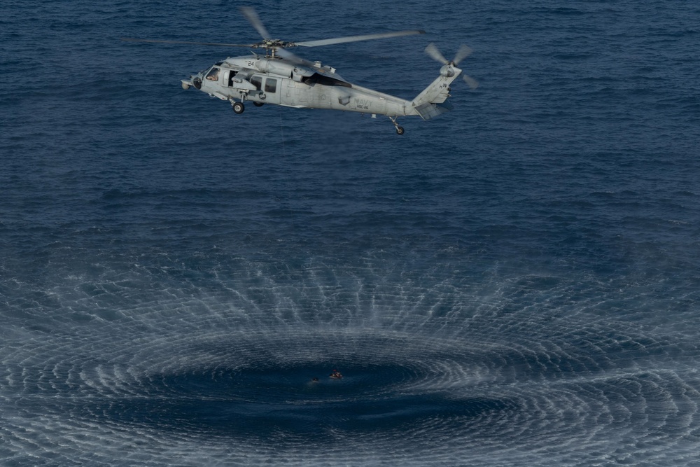 USS BATAAN PERFORMS SAR JUMP EXCERCISE