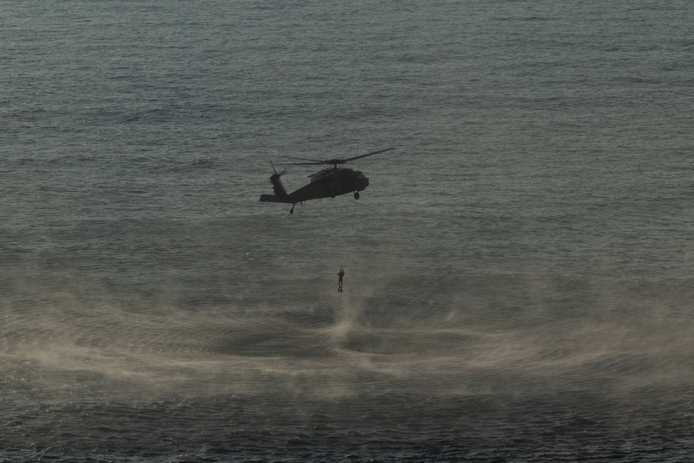 USS BATAAN PERFORMS SAR JUMP EXCERCISE