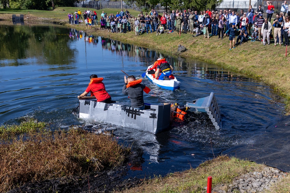 Maritime Supplier Operations’ Spinacher cruises to victory at Navy Birthday Cardboard Regatta