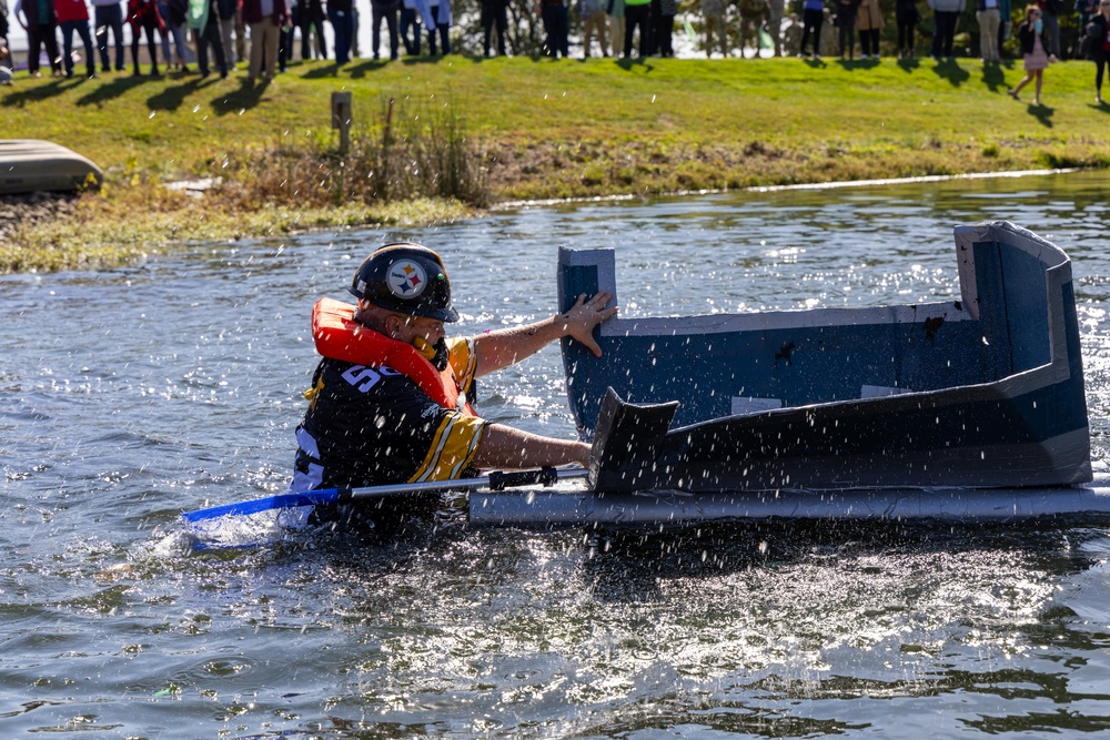 Maritime Supplier Operations’ Spinacher cruises to victory at Navy Birthday Cardboard Regatta