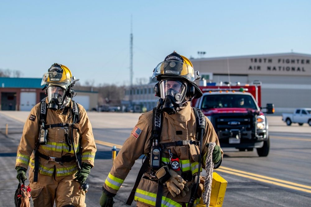 Firefighter Train for Aircraft Recovery