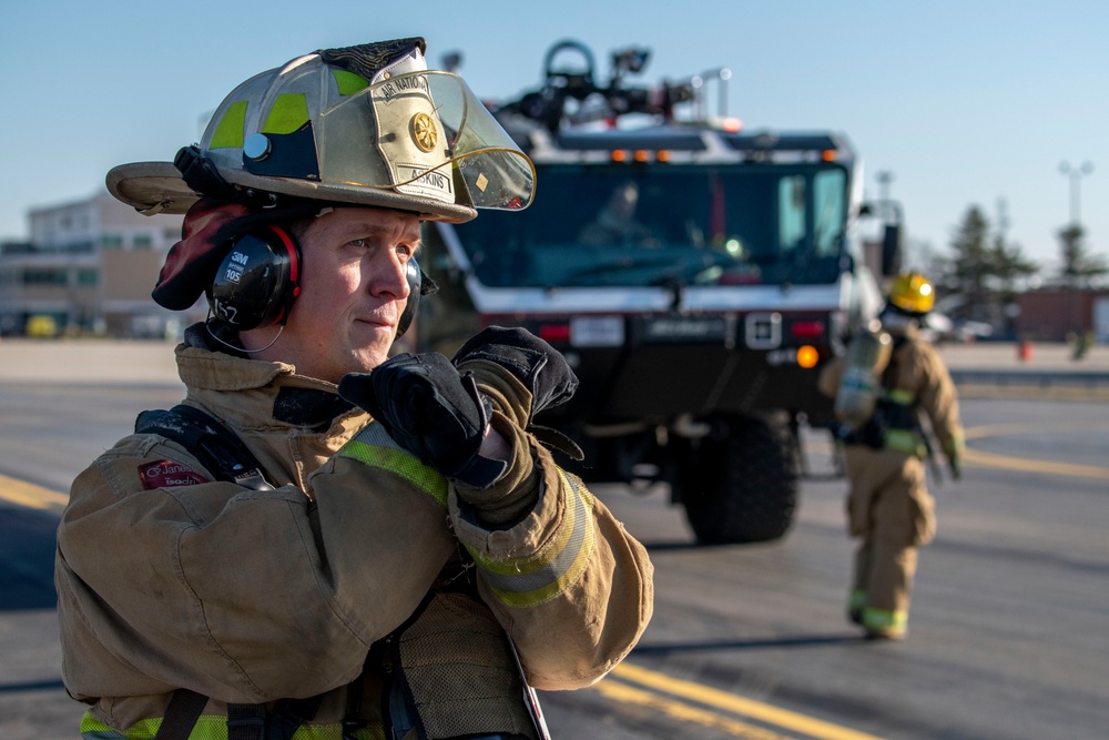 Firefighter Train for Aircraft Recovery