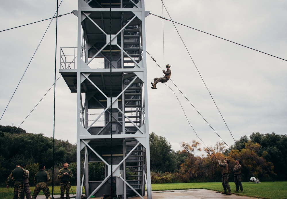 26th MEU(SOC) Marines execute rappel tower training in Greece