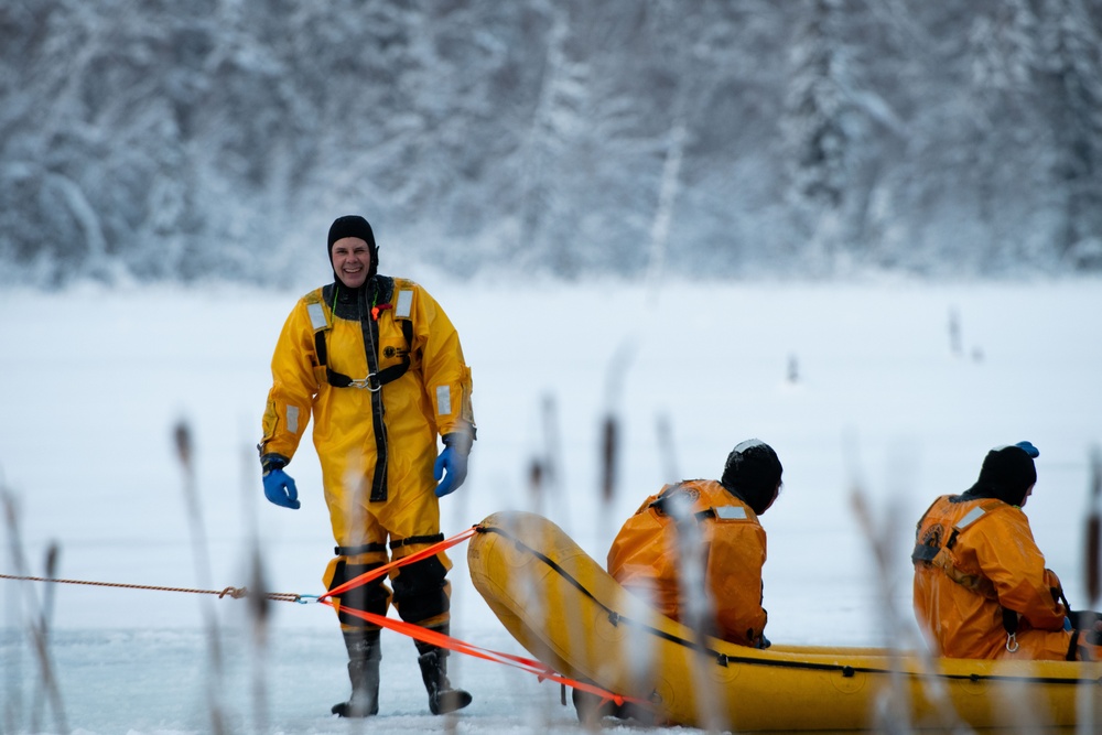 Alaska firefighters learn ice-rescue skills