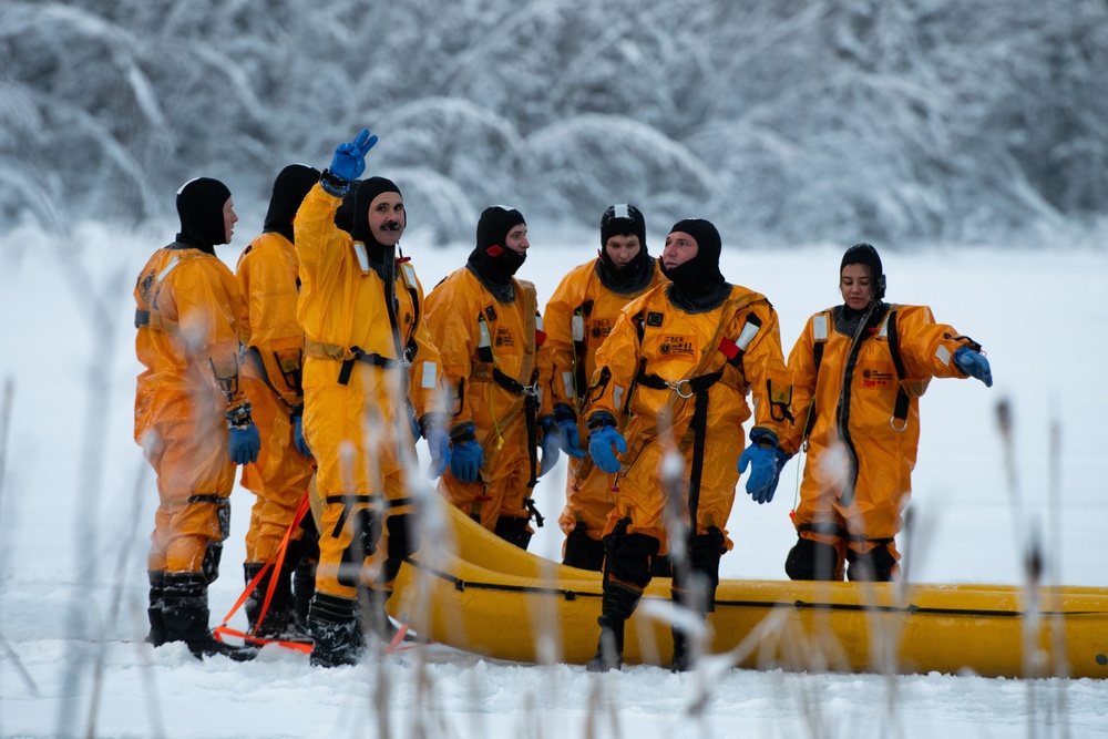 Alaska firefighters learn ice-rescue skills