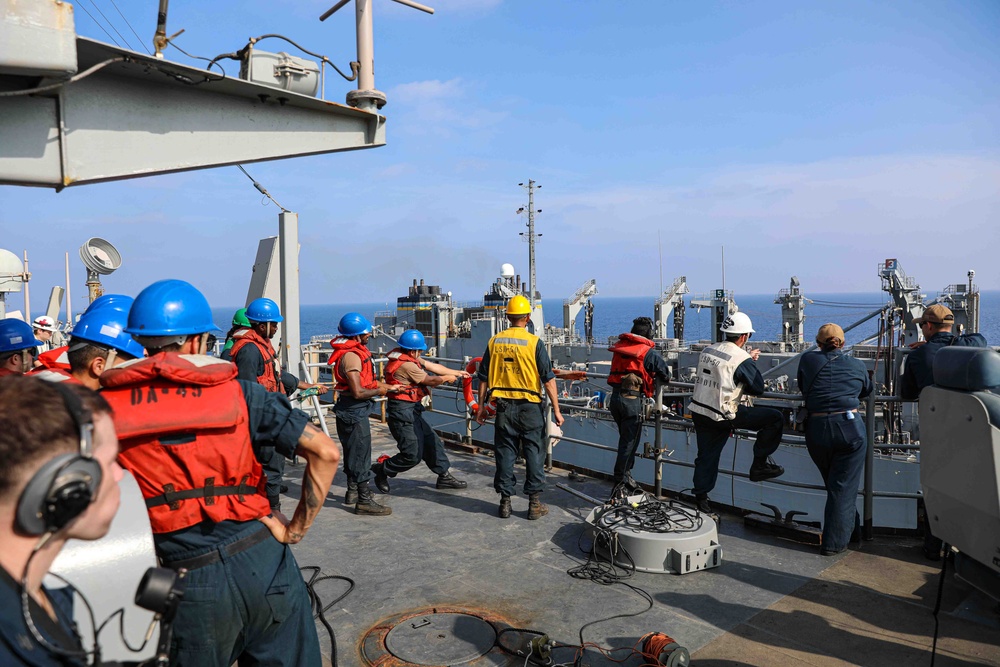 USS Carter Hall (LSD 50) Conducts Replenishment-at-Sea, Nov. 26, 2023
