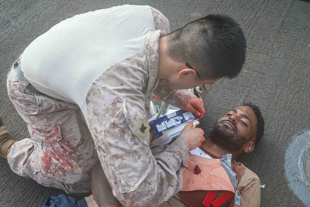 USS Carter Hall (LSD 50) Conducts Mass Casualty Drill, Nov. 27, 2023