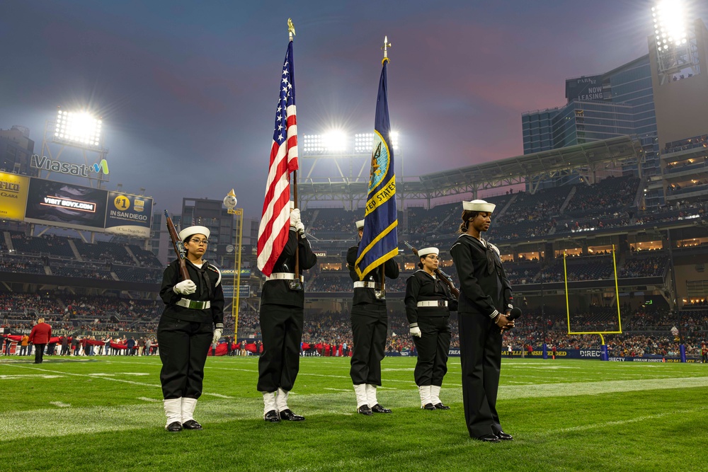 Abraham Lincoln Sailor performs the national anthem