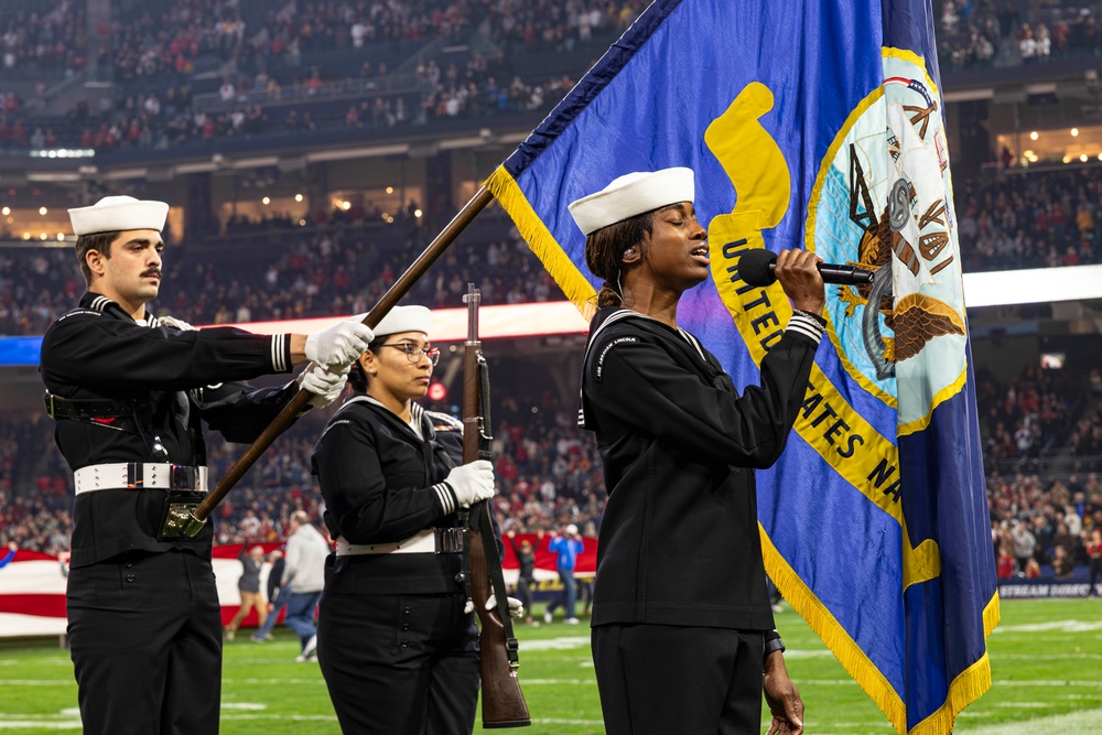 Abraham Lincoln Sailor performs the national anthem