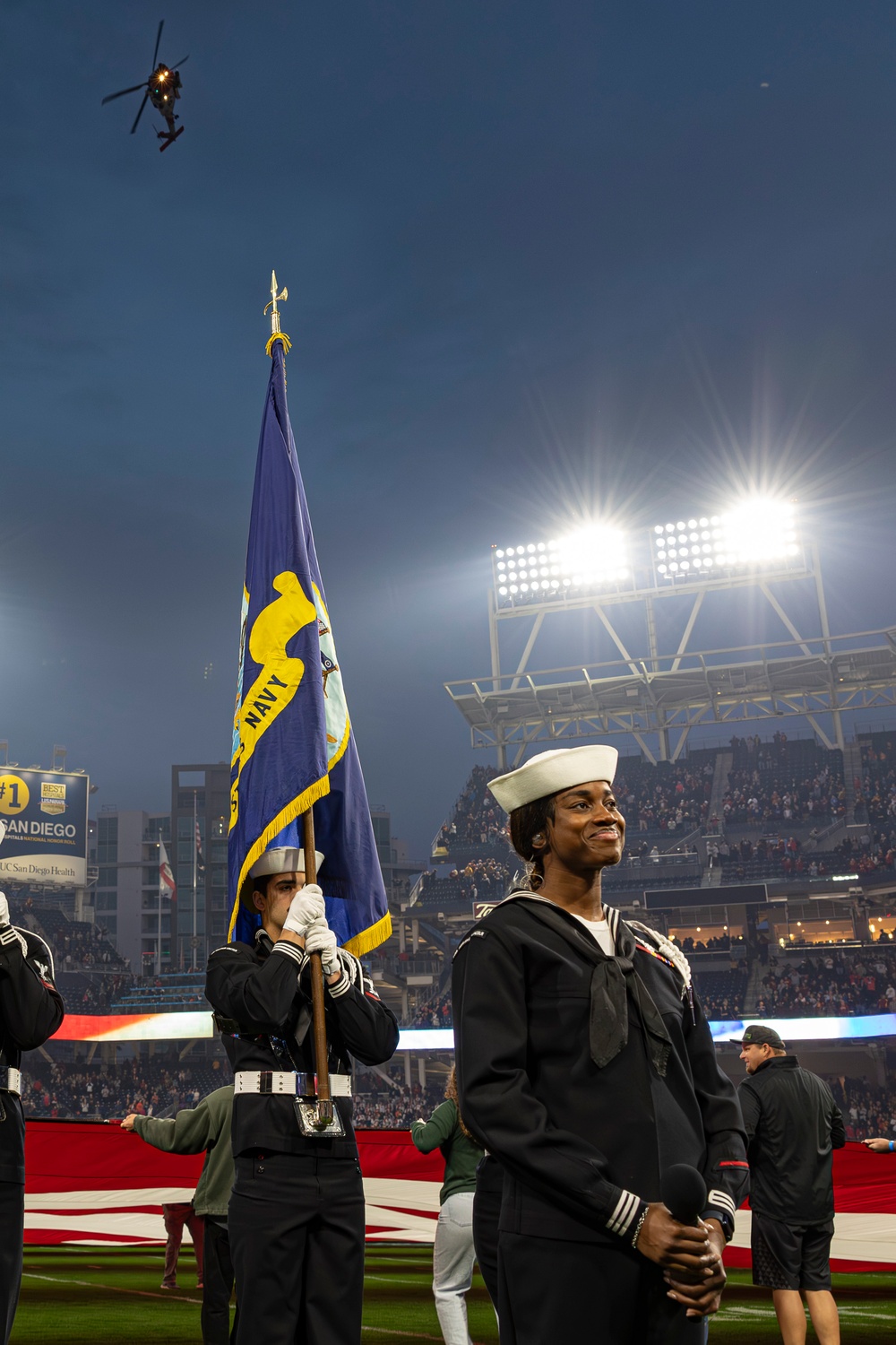 Abraham Lincoln Sailor performs the national anthem