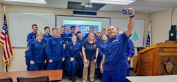 Rear Adm. Cari Thomas visits the U.S. Coast Guard team in Guam