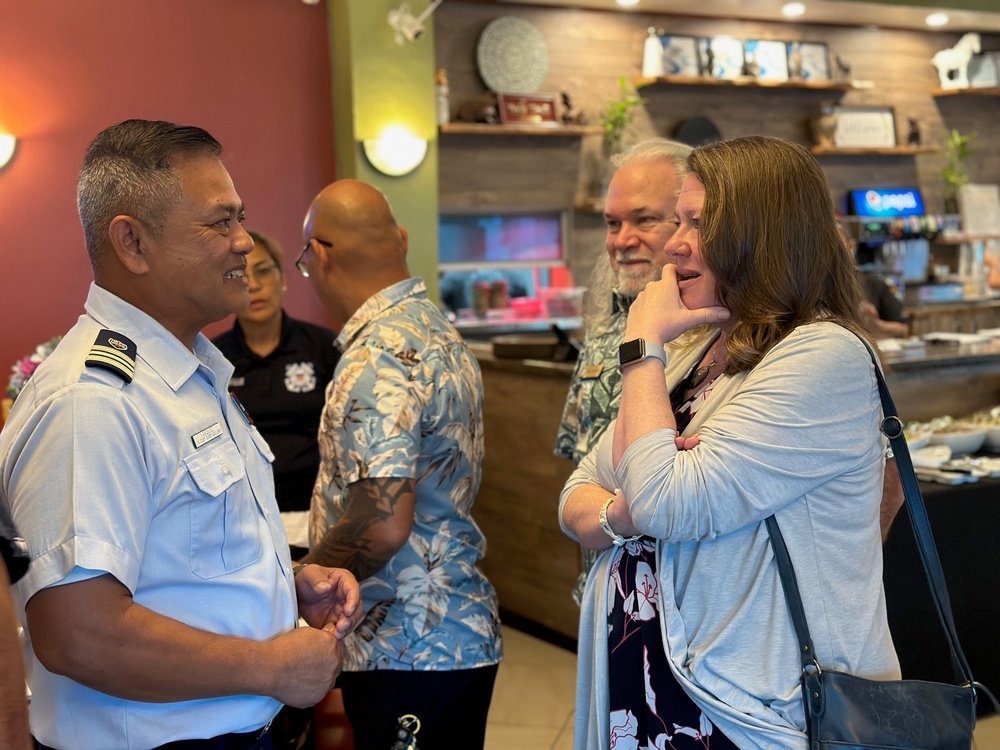 Rear Adm. Cari Thomas visits the U.S. Coast Guard team in Guam