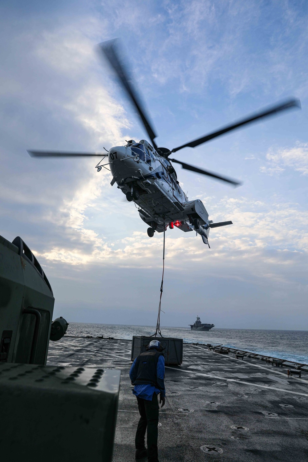 USS Carter Hall (LSD 50) Conducts Vertical Replenishment, Dec. 6, 2023