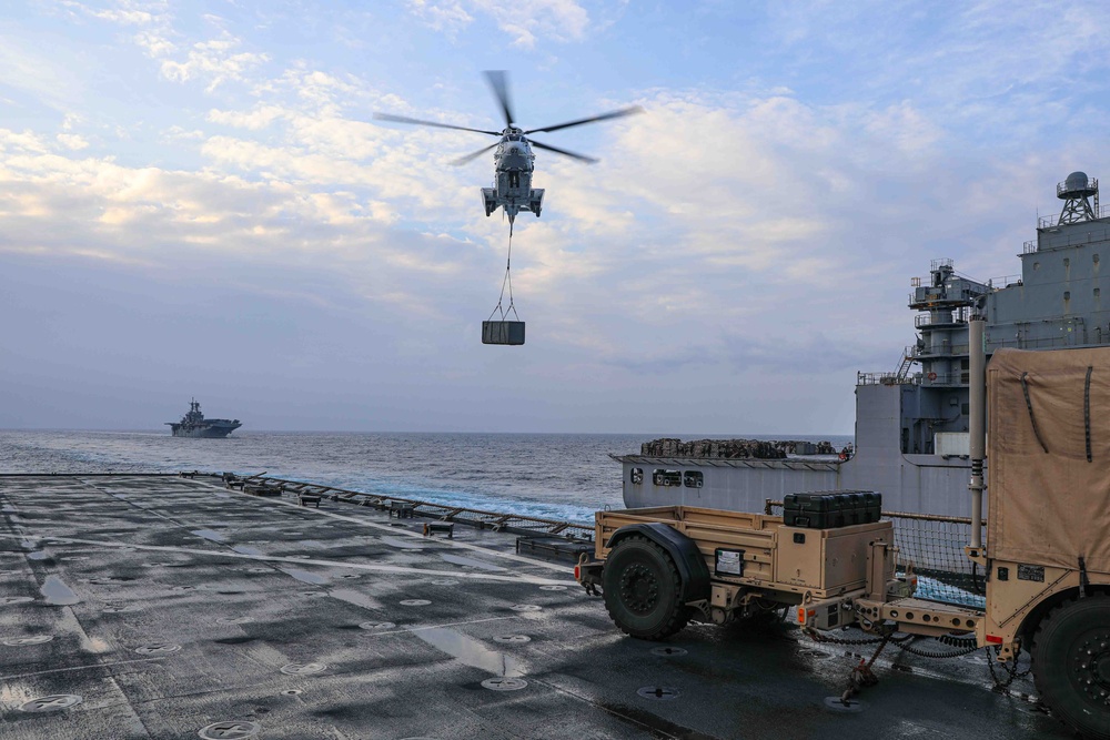 USS Carter Hall (LSD 50) Conducts Vertical Replenishment, Dec. 6, 2023