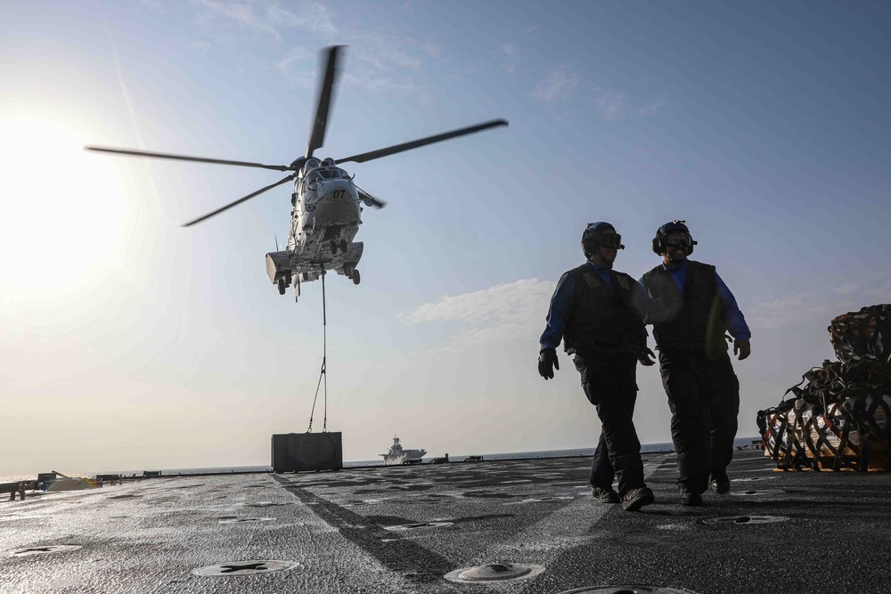 USS Carter Hall (LSD 50) Conducts Vertical Replenishment, Dec. 6, 2023