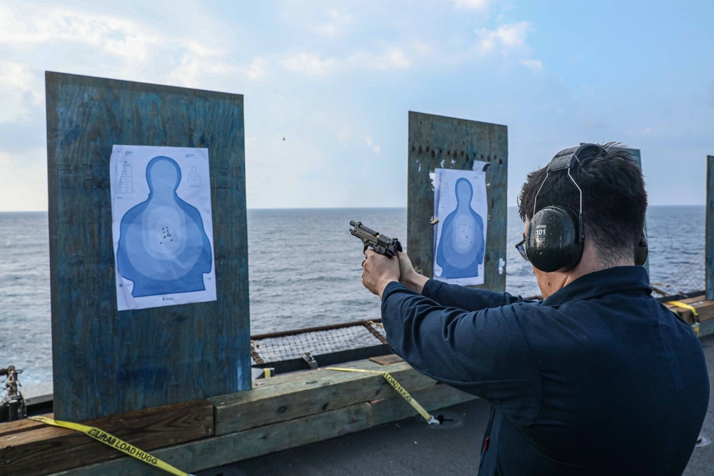 USS Carter Hall (LSD 50) Conducts Weapons Shoot, Dec. 11, 2023